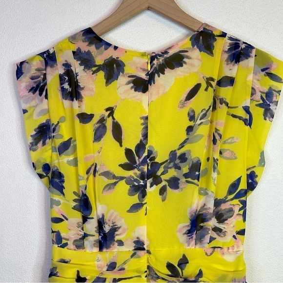 Eliza J Floral Print High Low Chiffon Yellow Floral Dress 6 - Picture 7 of 16